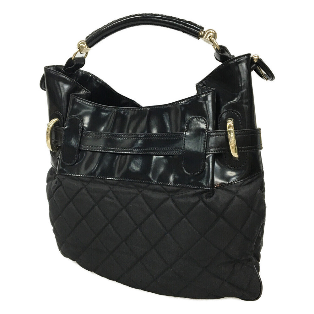 Burberry Bag Bromley Hobo Quilted Black Patent Leather Black
